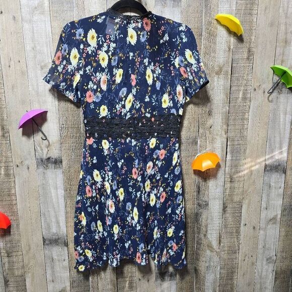 Anthropologie Foxiedox Navy Floral Andora Skater Dress - Picture 3 of 5